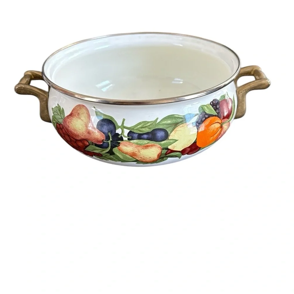 Vintage Regency Club 2.5 Quart Dutch Oven Enamel Pot/lid With Brass Handles